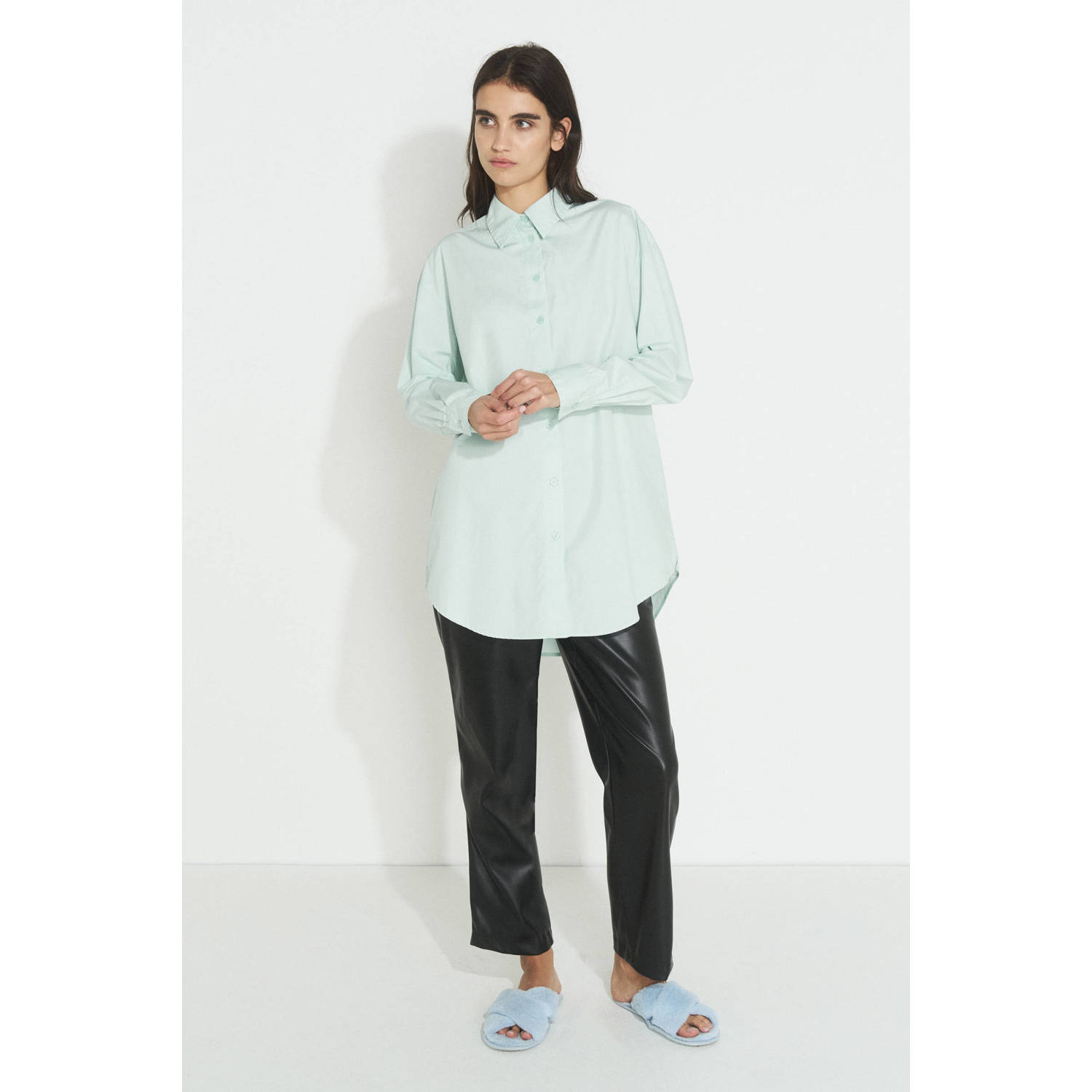 Ruby oversized poplin blouse pastel groen