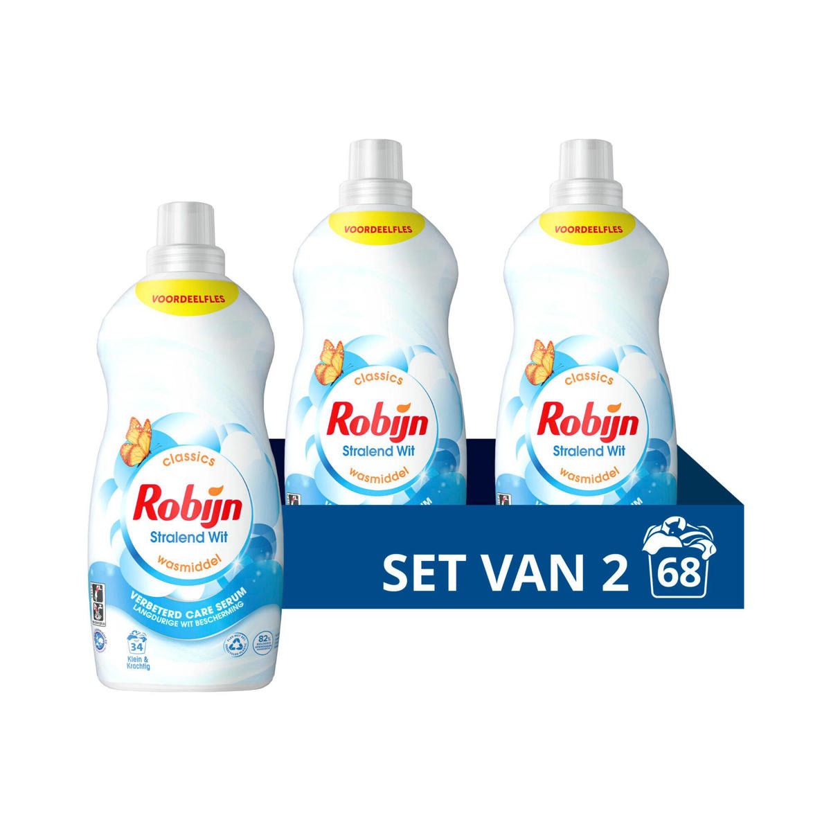Robijn Klein & Krachtig Classics vloeibaar wasmiddel Stralend Wit - 2 x ...