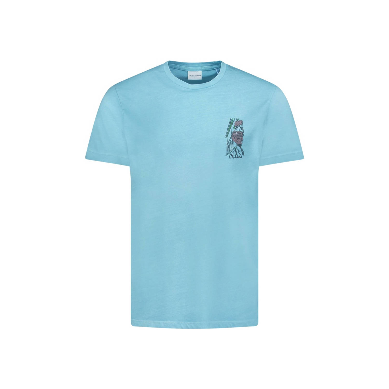 No Excess T-shirt met backprint aqua