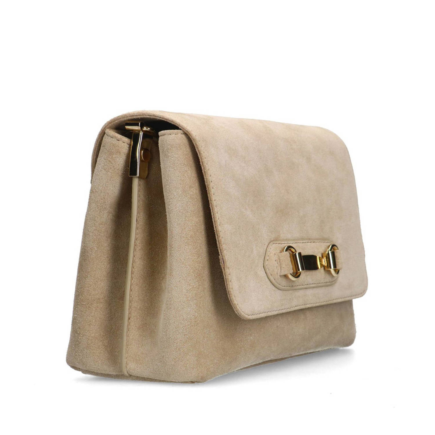 Manfield suede crossbody tas beige
