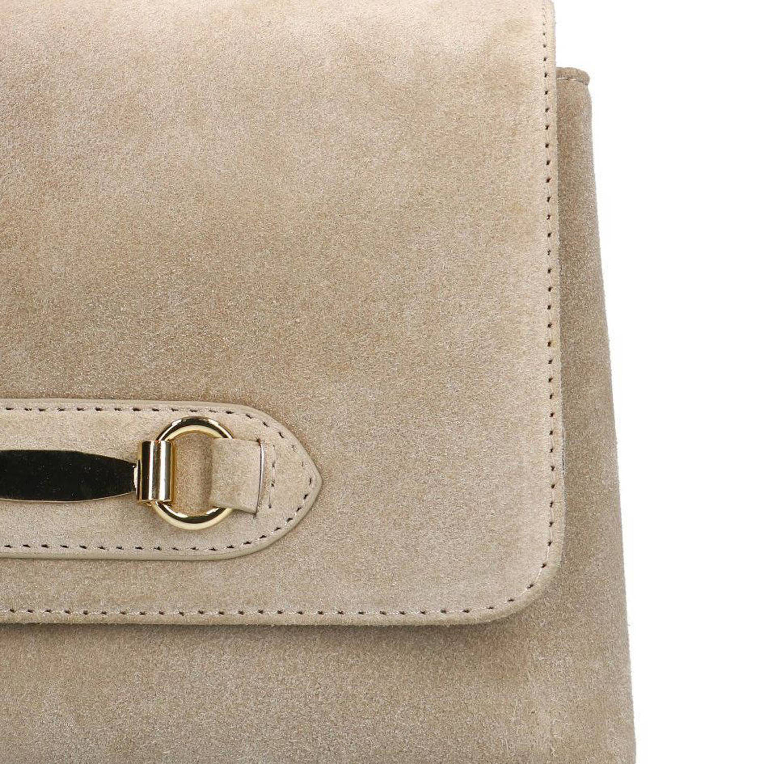 Manfield suede crossbody tas beige