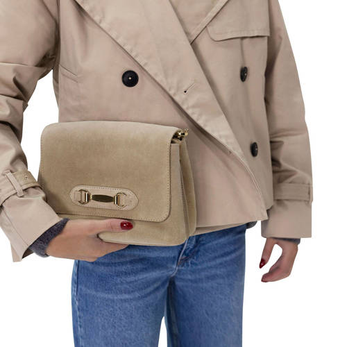 Manfield suede crossbody tas beige afbeelding