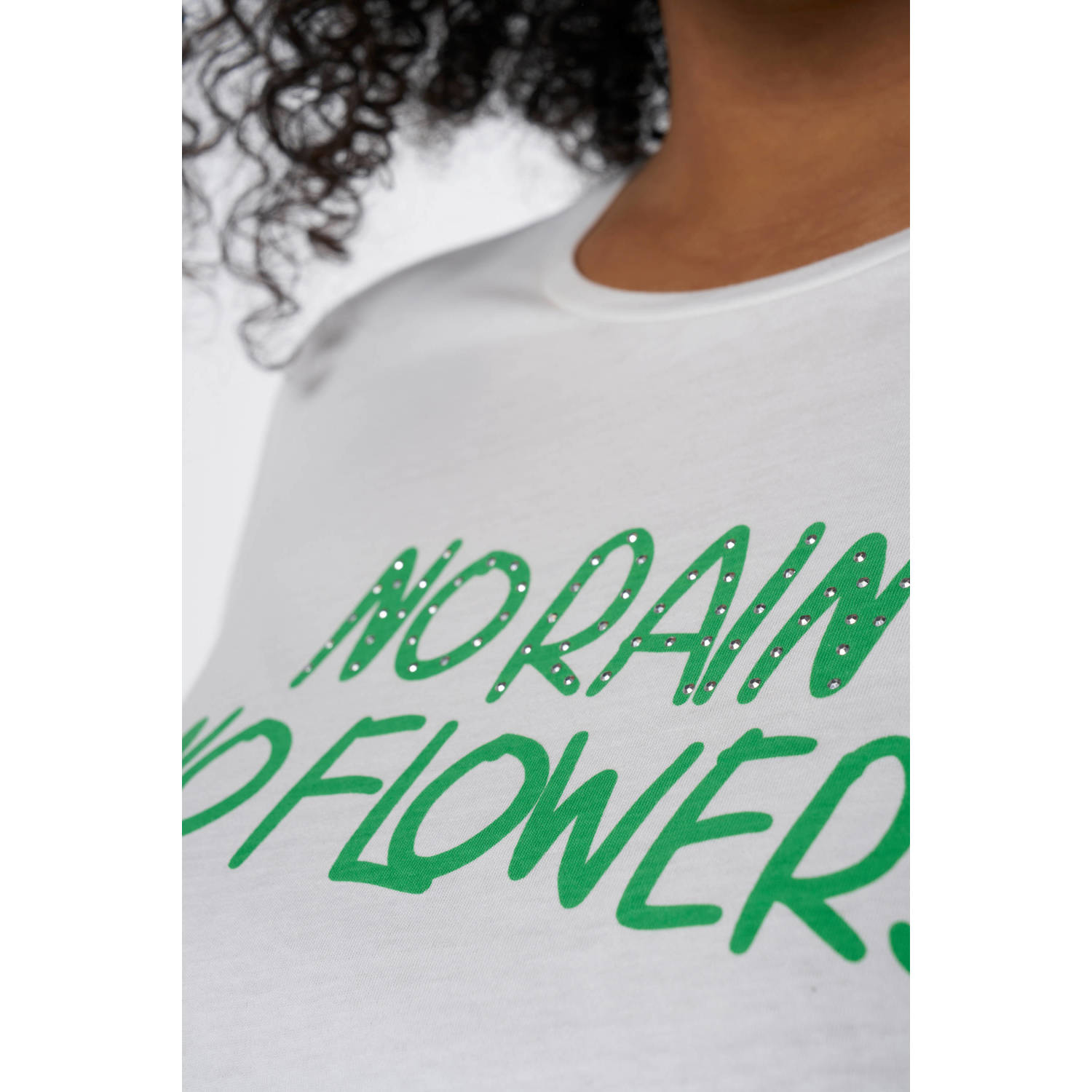 MS Mode T-shirt met printopdruk wit groen