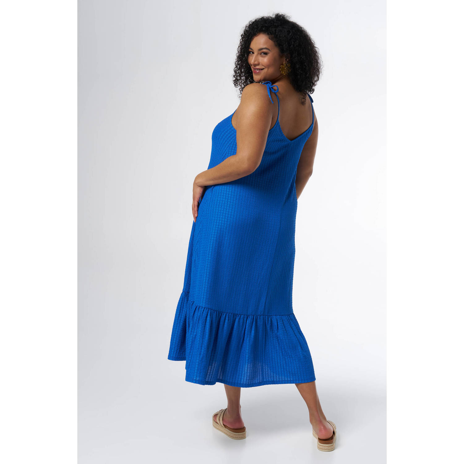 MS Mode ribgebreide A-lijn jurk blauw