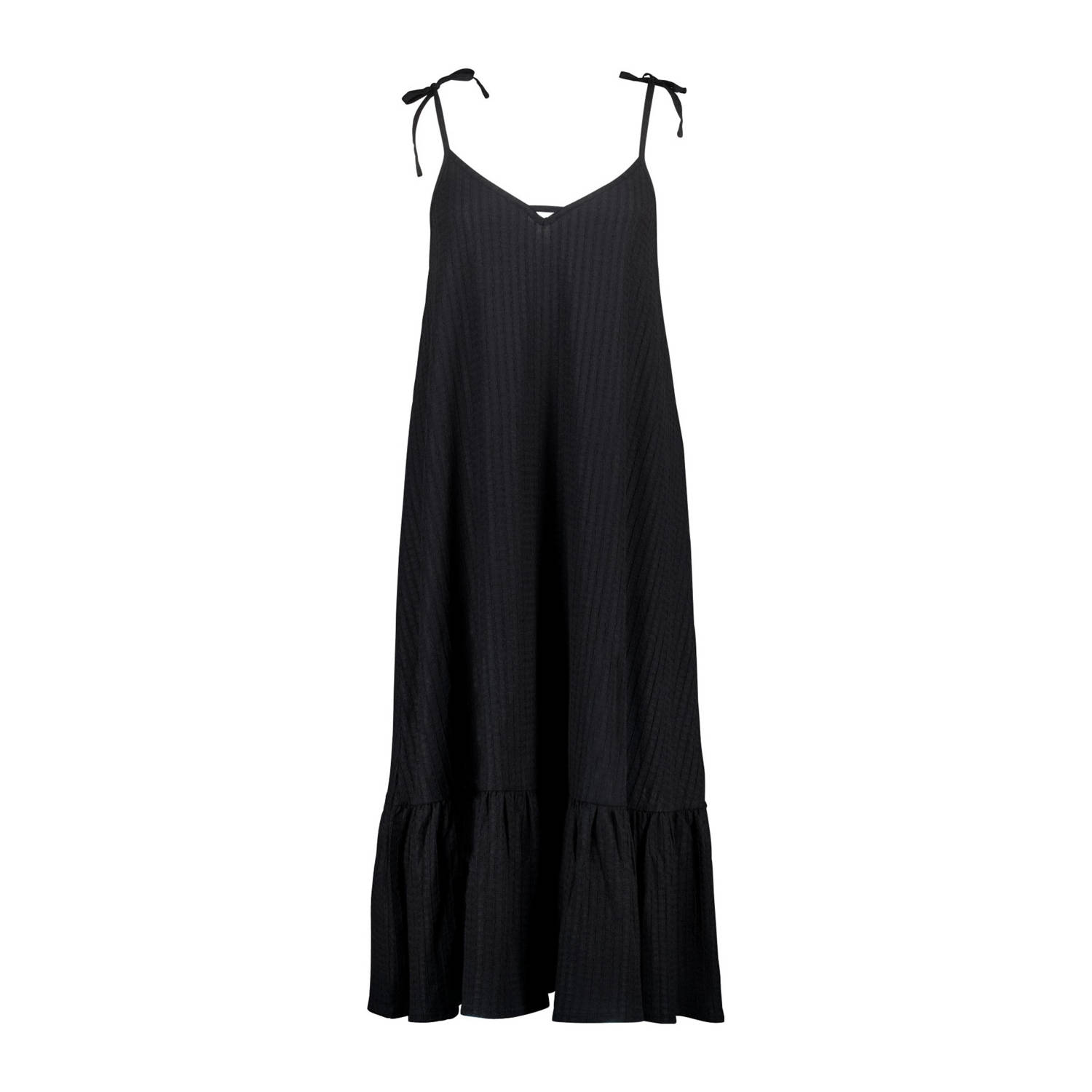 MS Mode ribgebreide A-lijn jurk zwart