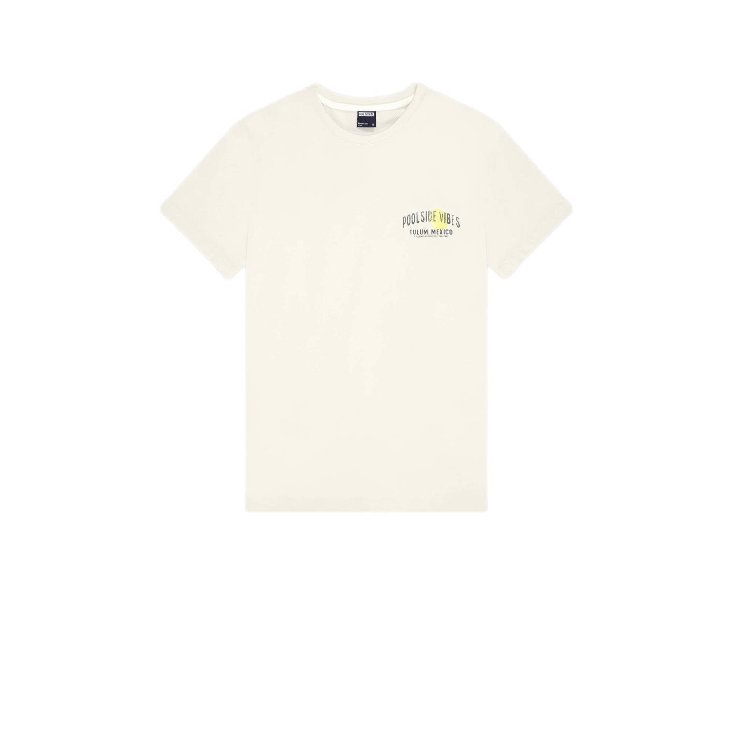 Kultivate regular fit T-shirt POOLSIDE met backprint egret