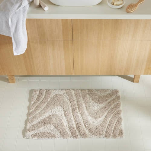 NOUS Living badmat Swirl - zand/off white (80x50 cm) afbeelding