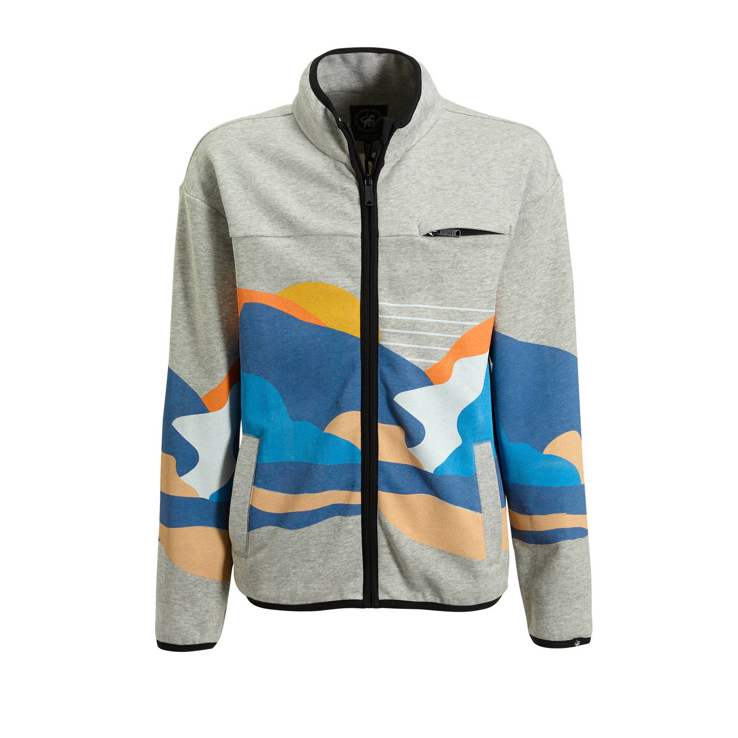 Me & My Monkey sweatvest Ridge met printopdruk grijs melange
