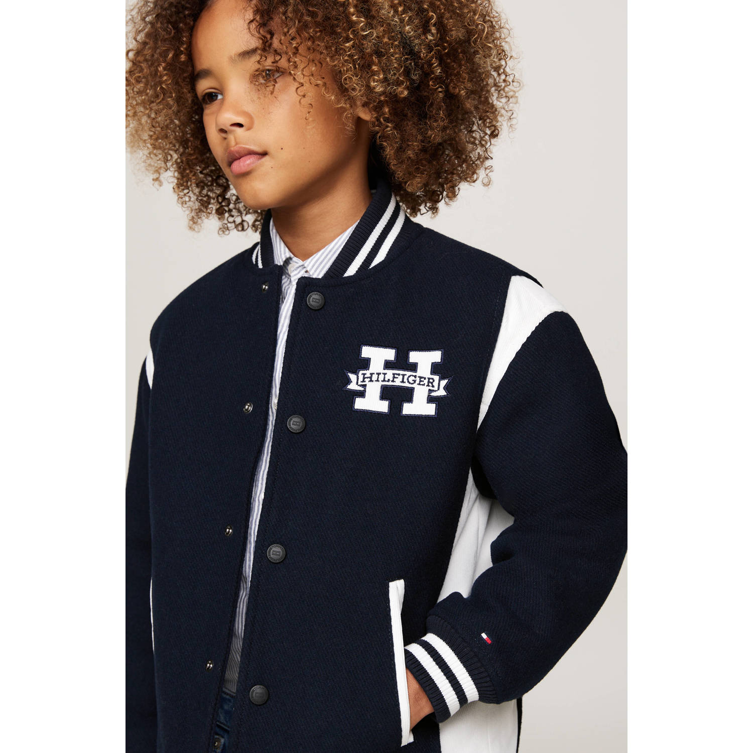 Tommy Hilfiger baseball jacket donkerblauw wit