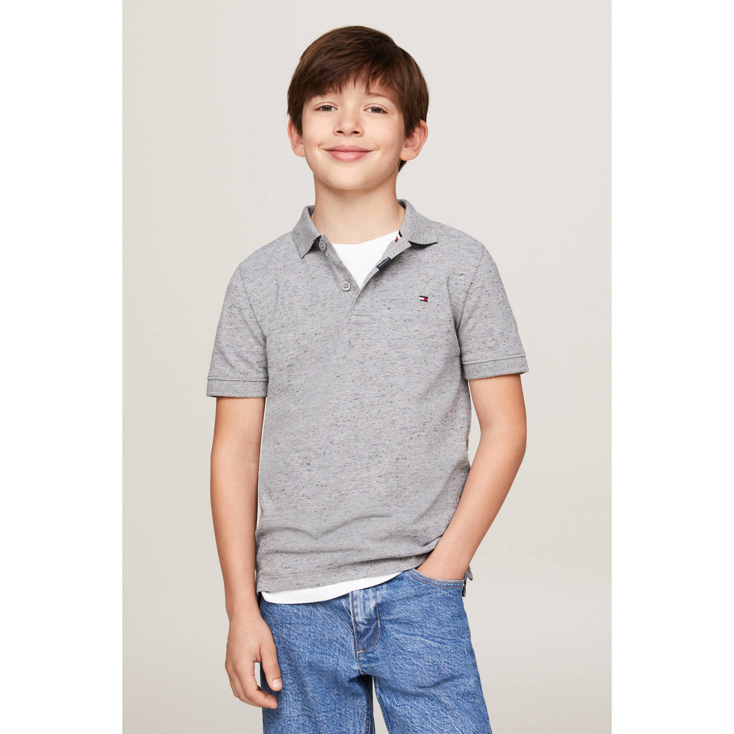 Tommy Hilfiger gemêleerde polo grijs melange