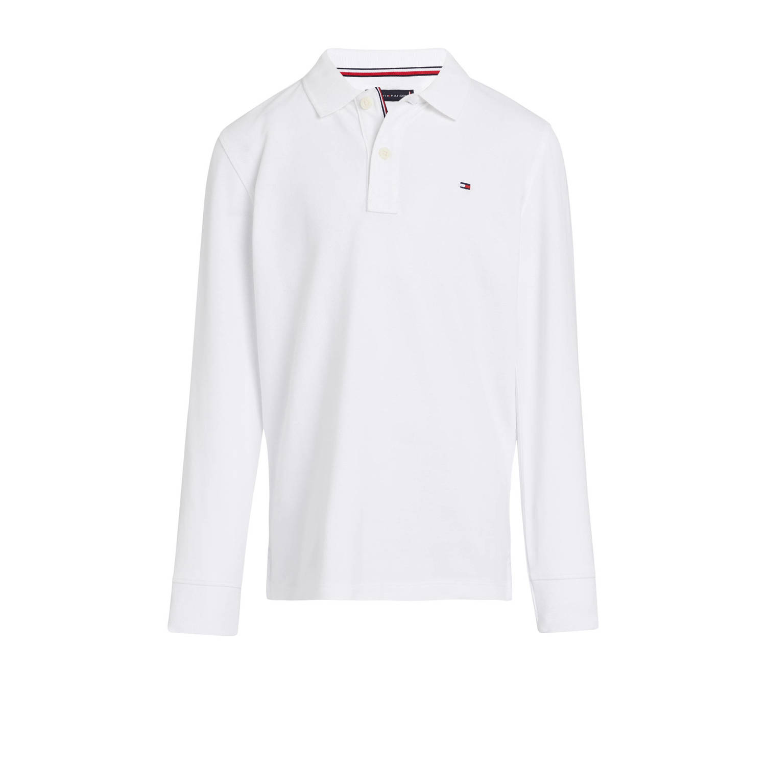 Tommy Hilfiger longsleeve white Polo Wit Jongens Katoen Polokraag Effen 152