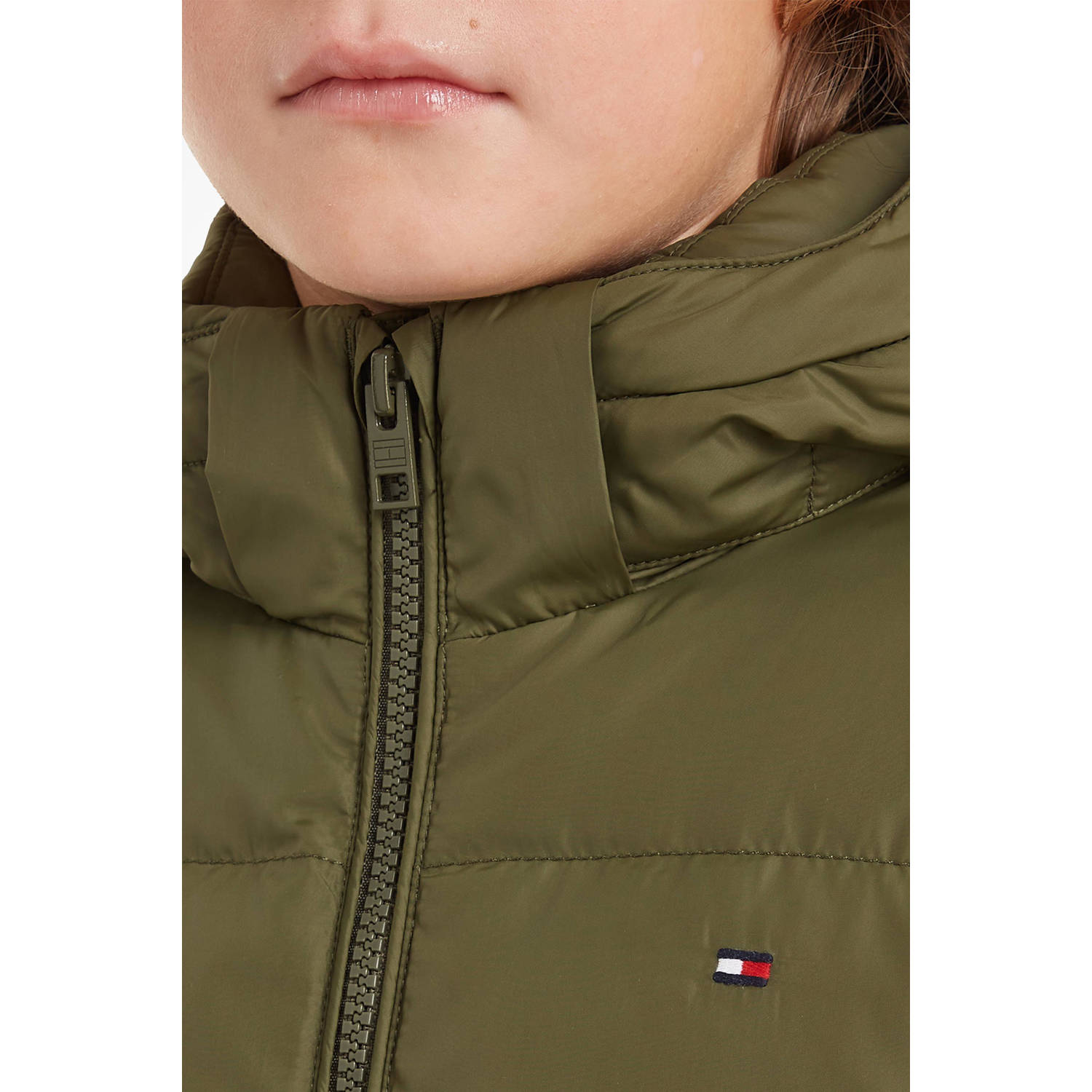 Tommy Hilfiger gewatteerde winterjas ESSENTIAL olijfgroen