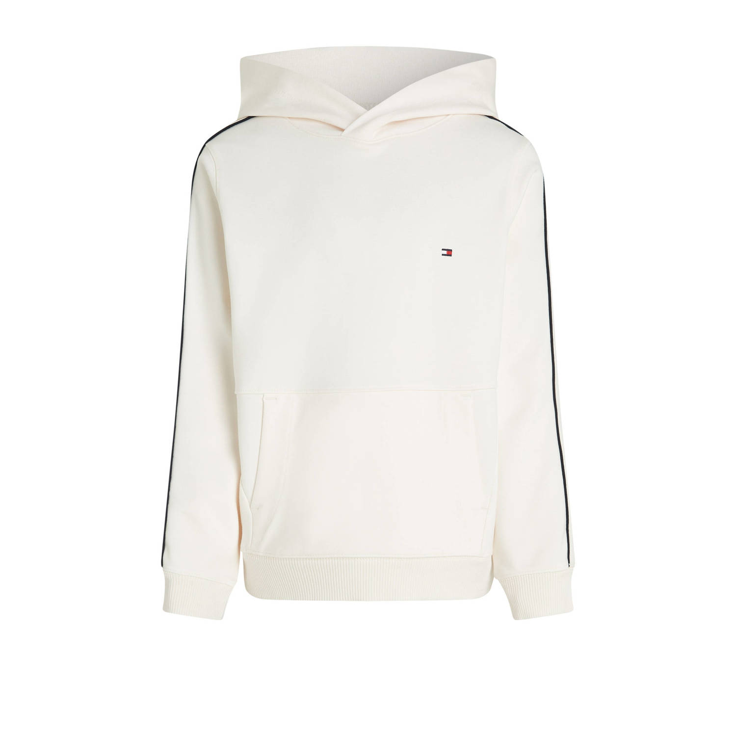 Tommy Hilfiger hoodie met contrastbies offwhite zwart Sweater Blauw Jongens Viscose Capuchon 152 Kledingwinkel