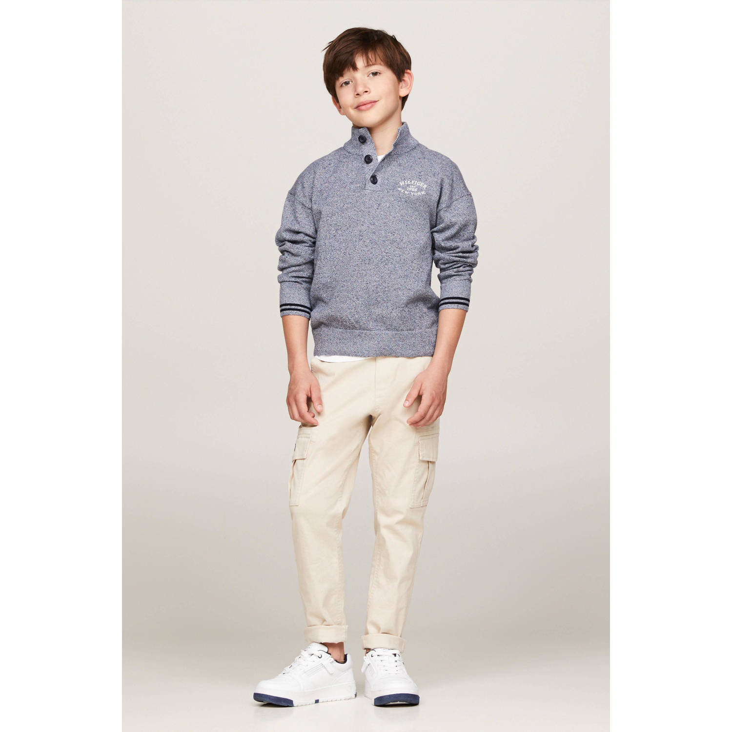 Tommy Hilfiger gemêleerde trui donkerblauw wit