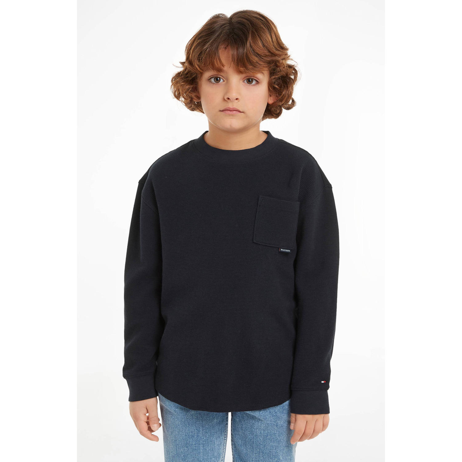 Tommy Hilfiger gemêleerde longsleeve donkerblauw