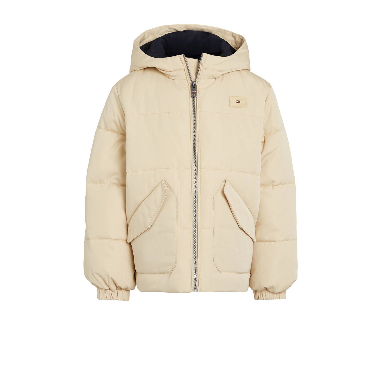 Tommy Hilfiger gewatteerde winterjas ivoor Wit Jongens Polyester Capuchon 116