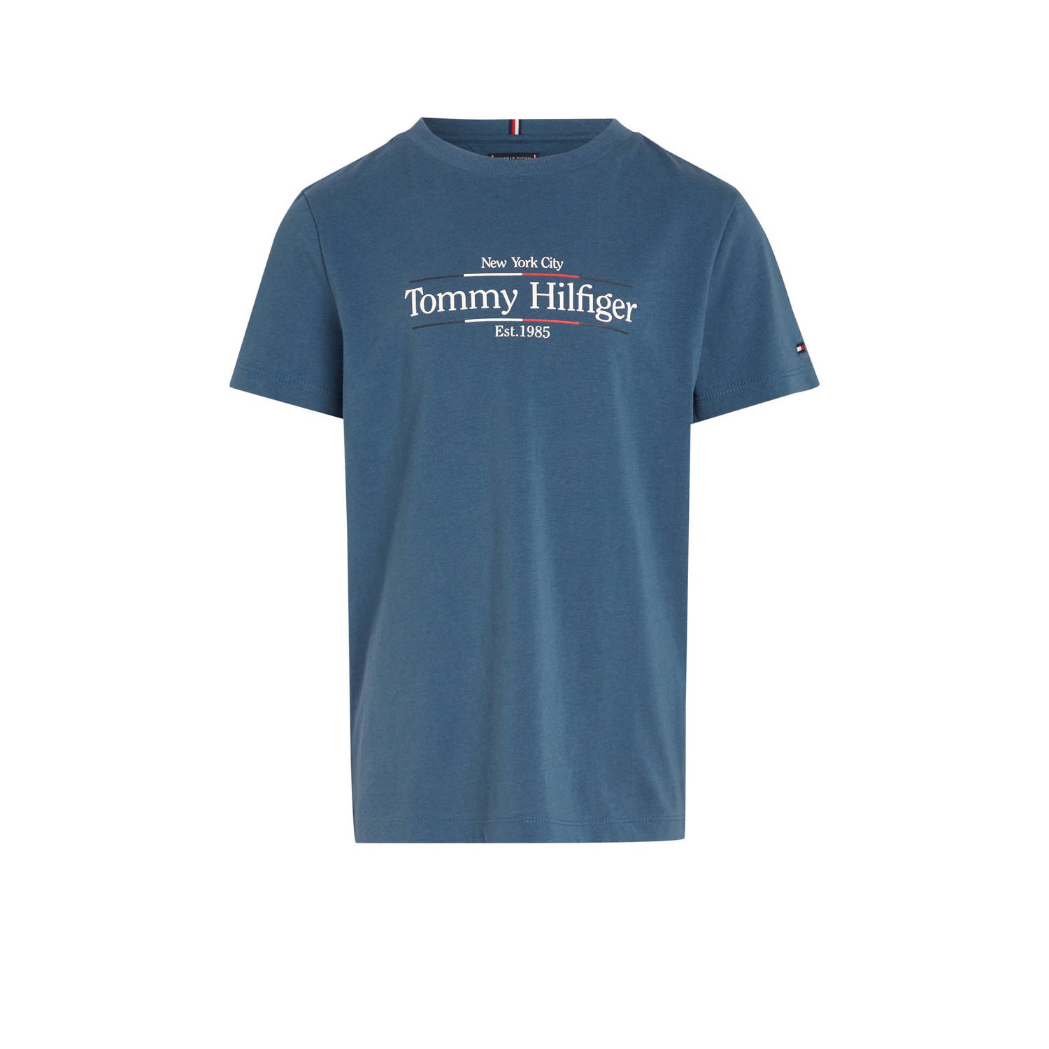 Tommy Hilfiger T-shirt met printopdruk donkerblauw Jongens Katoen Ronde hals 104