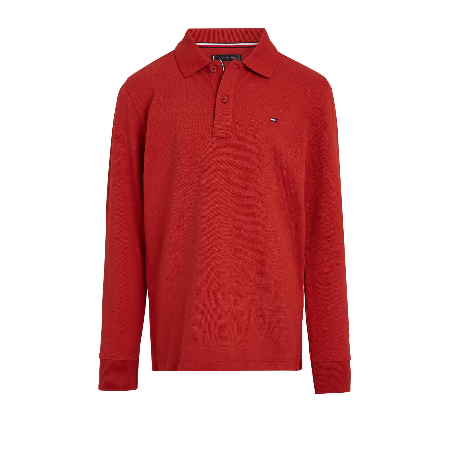 Tommy Hilfiger longsleeve bruin Polo Rood Jongens Katoen Polokraag Effen 140