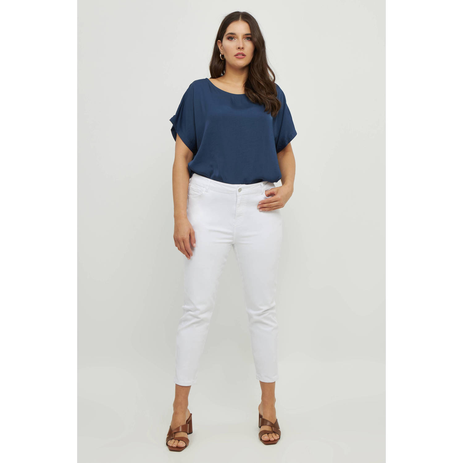 Mat Fashion high waist slim fit jeans wit