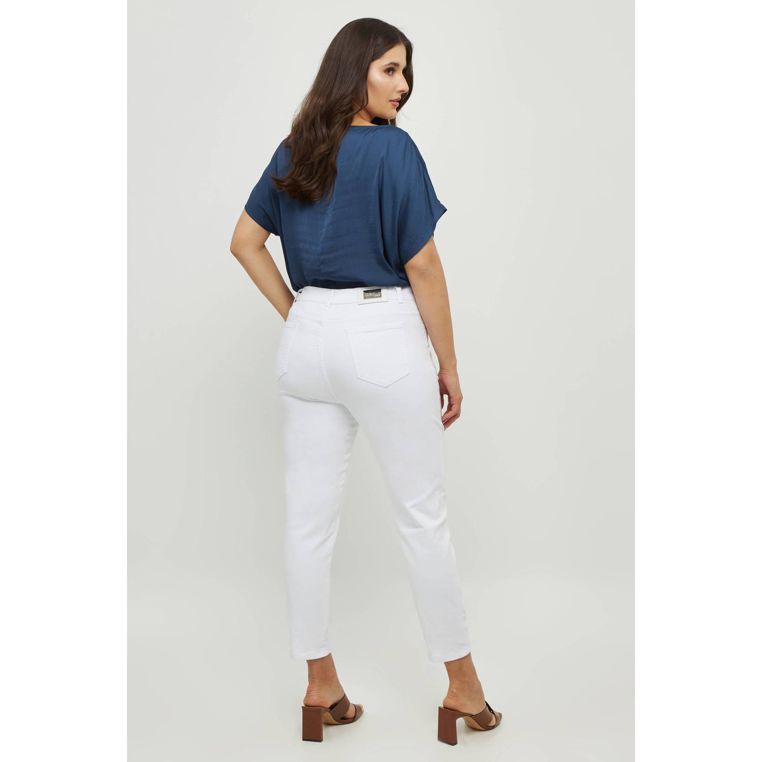 Mat Fashion high waist slim fit jeans wit
