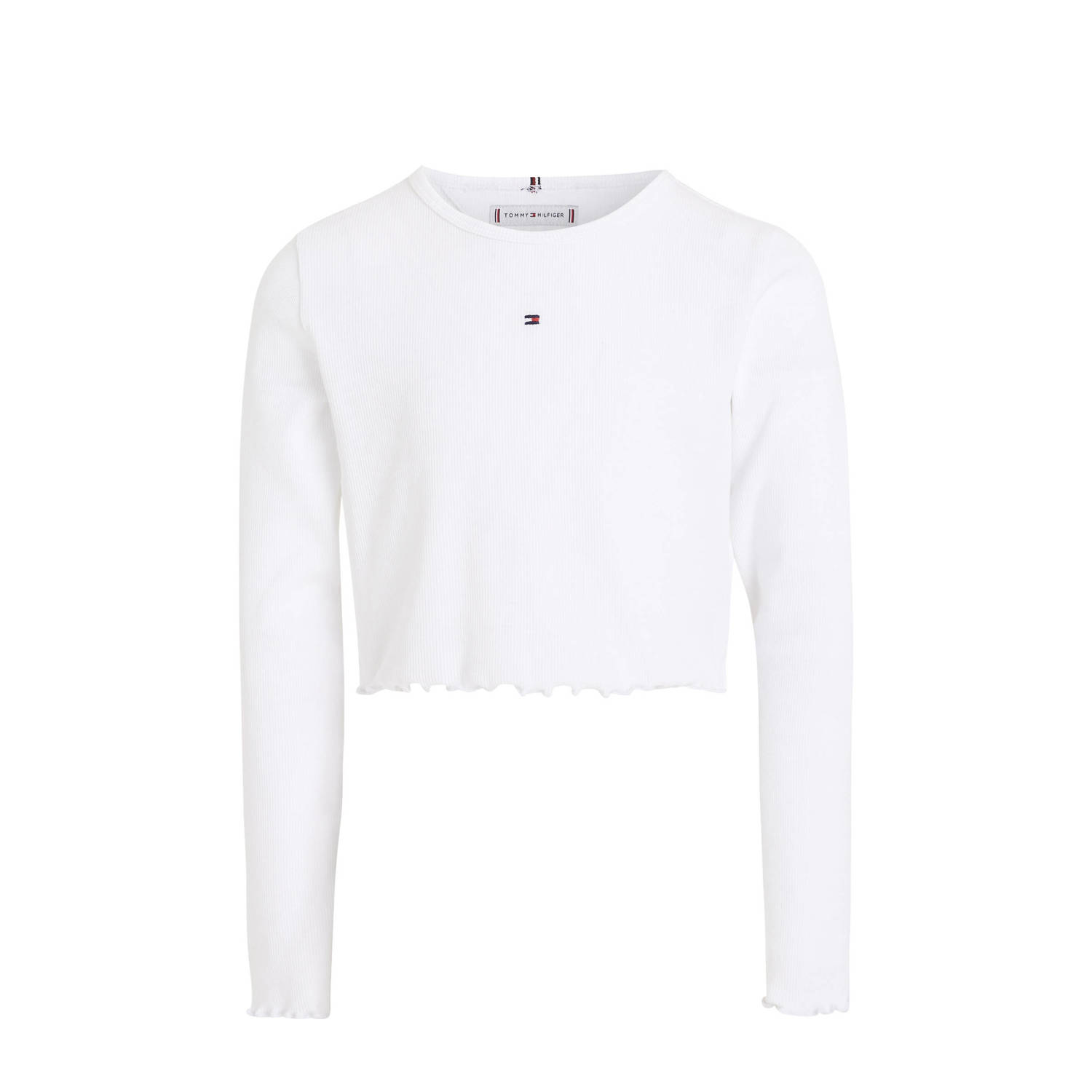 Tommy Hilfiger ribgebreide longsleeve ESSENTIAL RIB Wit Meisjes Katoen Ronde hals 128