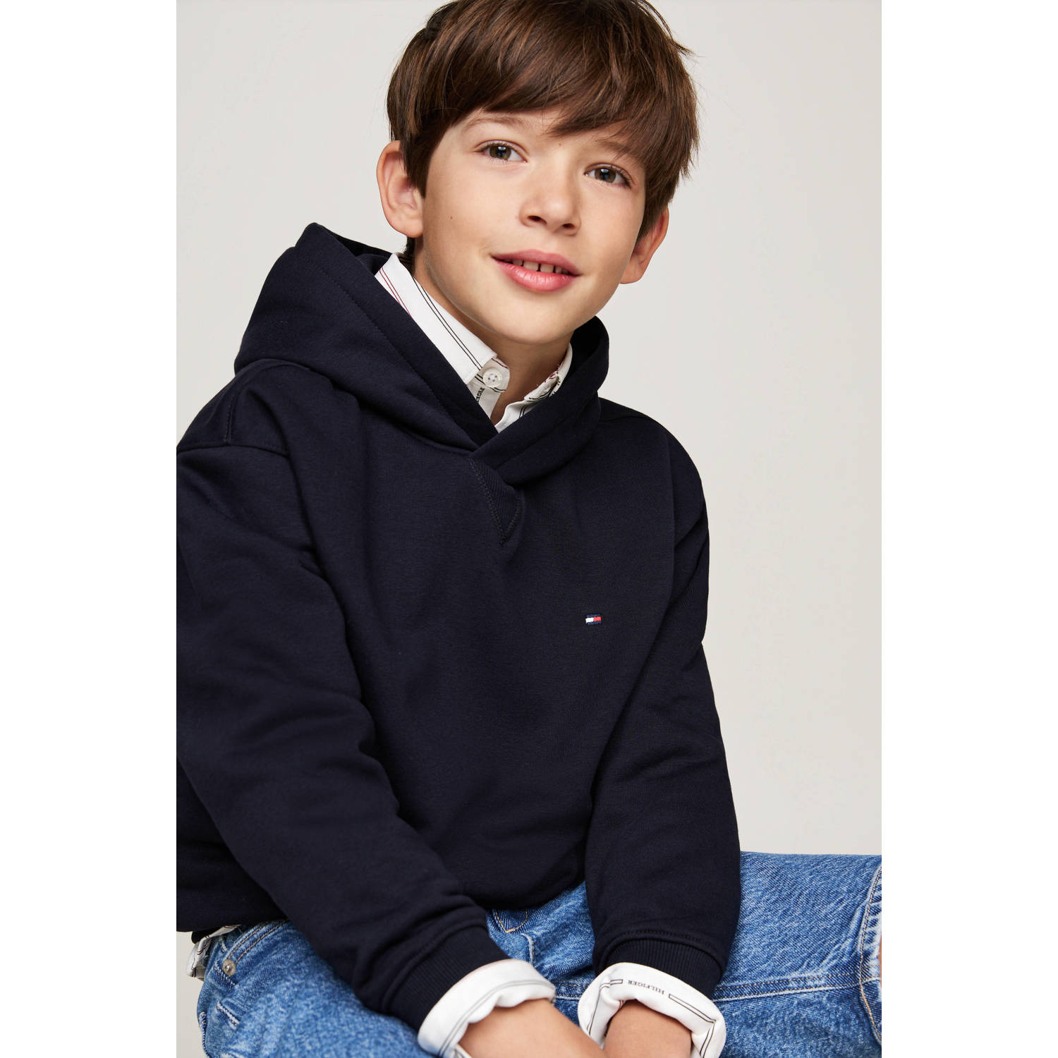 Tommy Hilfiger gemêleerde hoodie donkerblauw