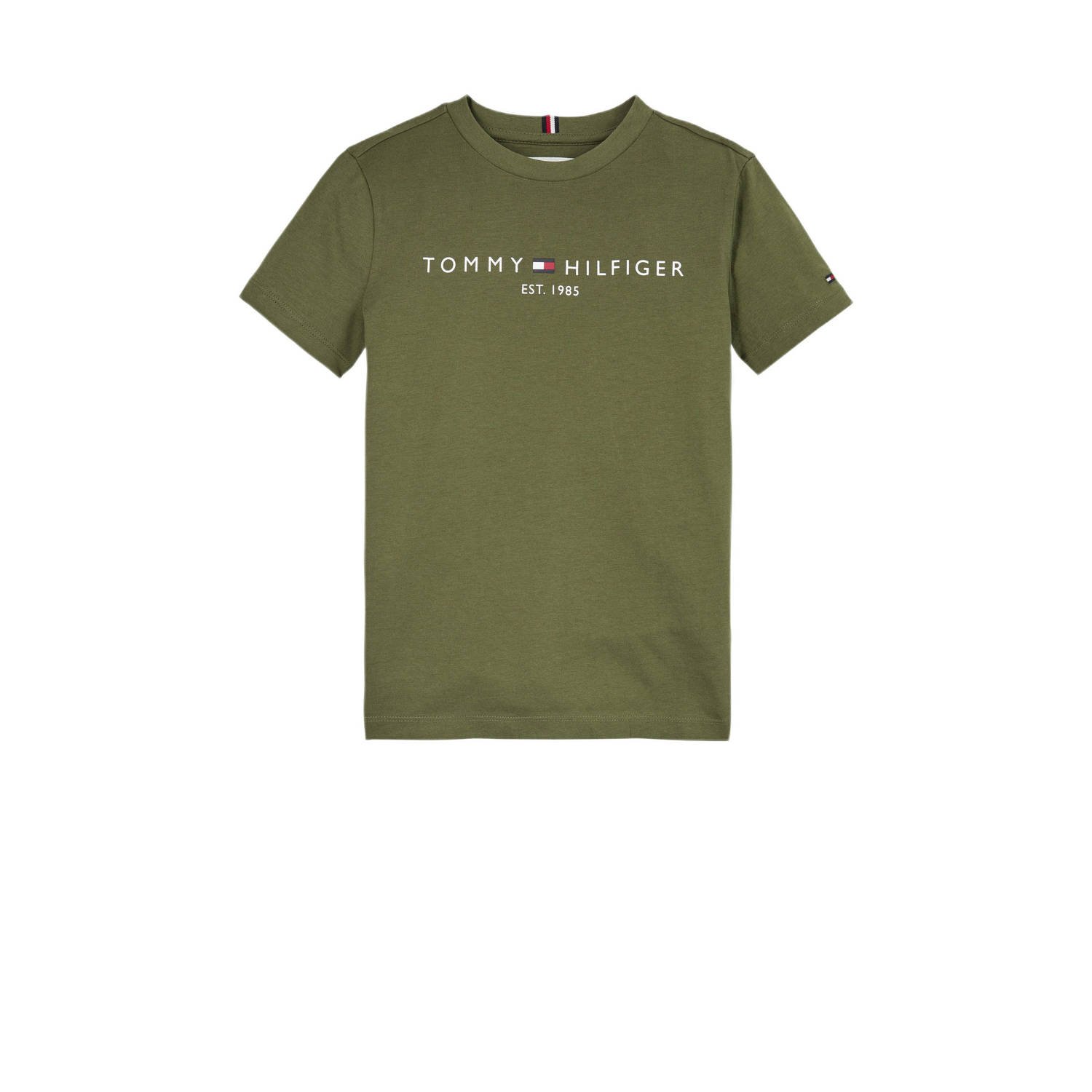 Tommy Hilfiger T-shirt U ESSENTIAL met logo Groen Katoen Ronde hals 152