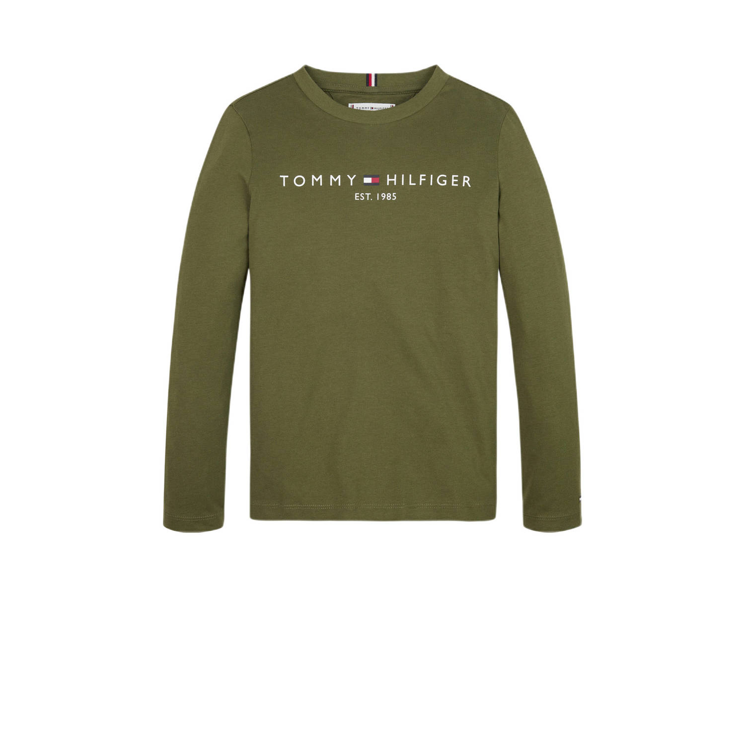 Tommy Hilfiger longsleeve U ESSENTIAL met logo Groen Katoen Ronde hals 128