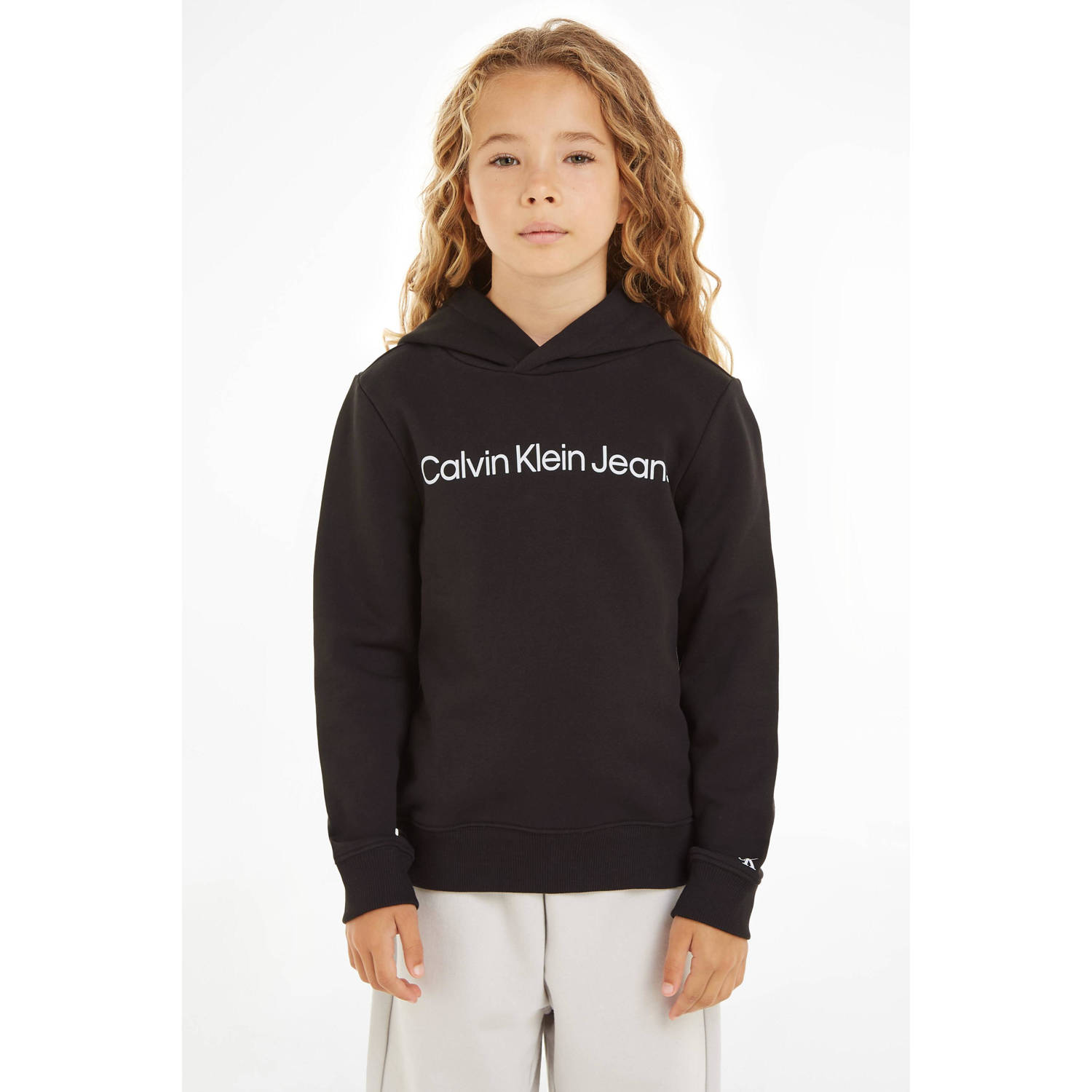Calvin Klein hoodie Terry met logo zwart Sweater Jongens Katoen Capuchon 116