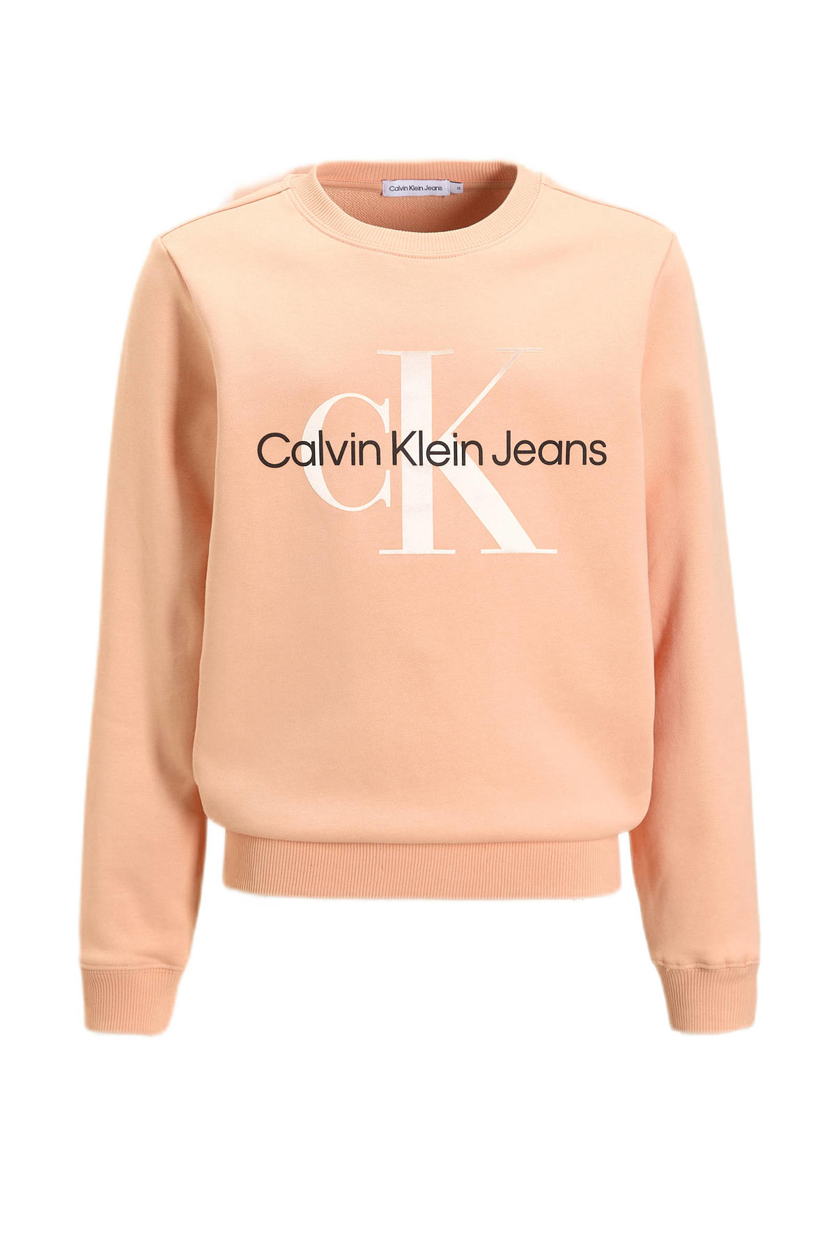 Calvin Klein sweater Terry met logo lichtroze | wehkamp