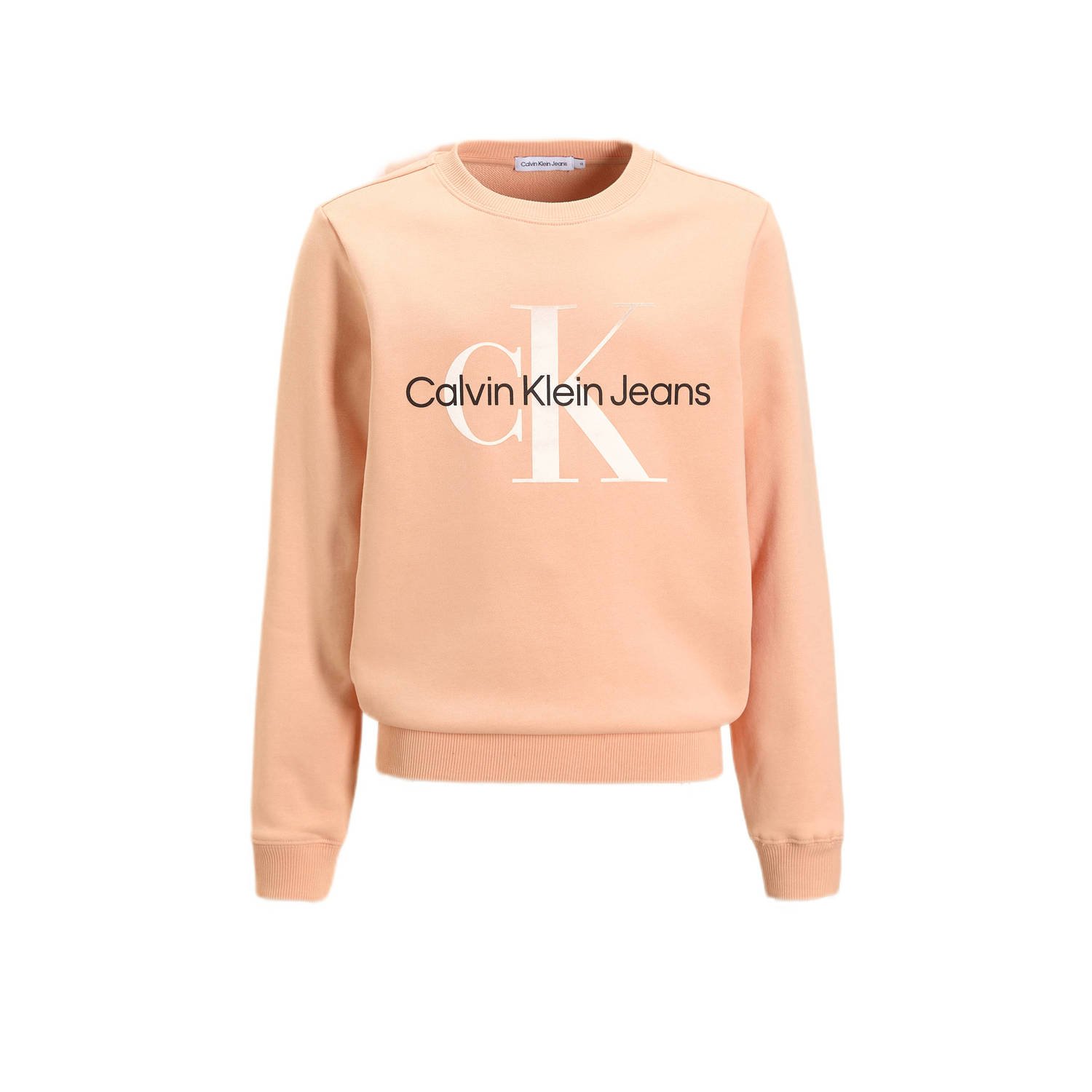 Calvin Klein sweater Terry met logo lichtroze Polyester Ronde hals 128