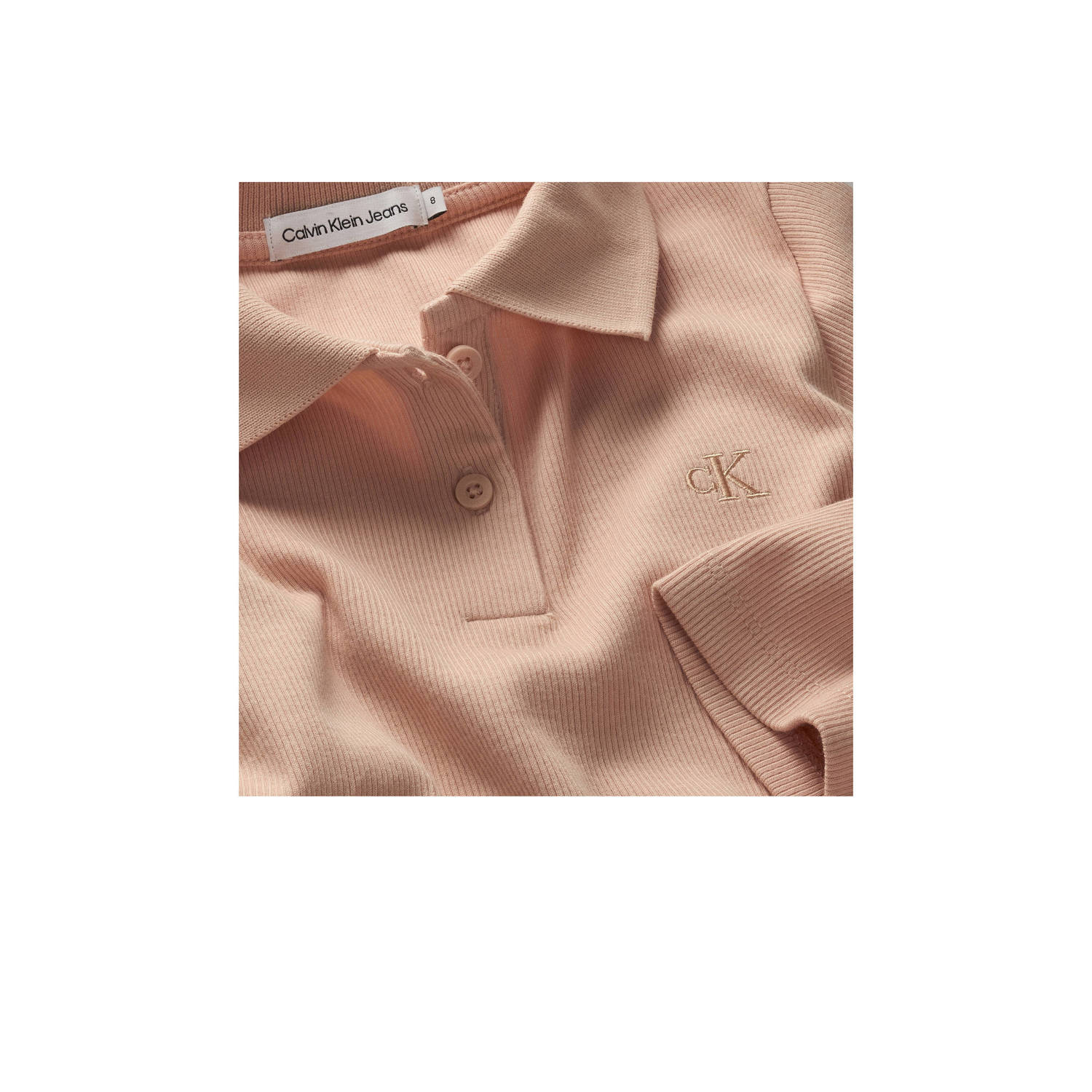 Calvin Klein polo RIB SLIM lichtroze
