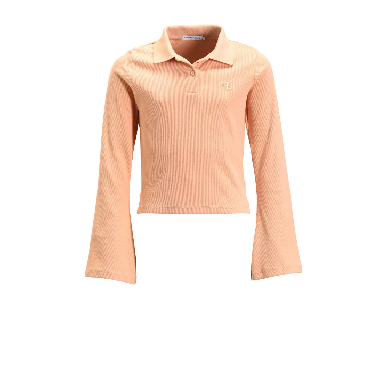 Calvin Klein polo RIB SLIM lichtroze Meisjes Stretchkatoen Polokraag Effen 116
