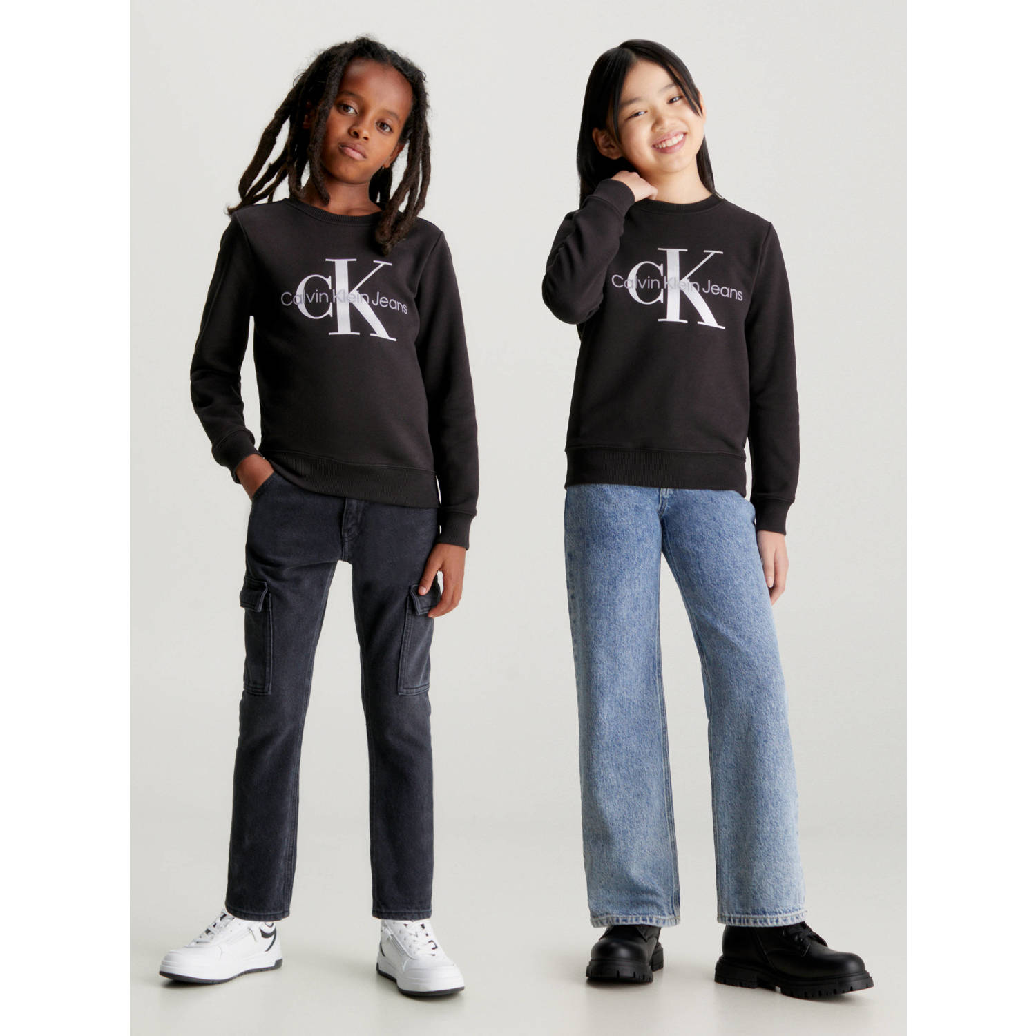 Calvin Klein sweater Terry met logo zwart