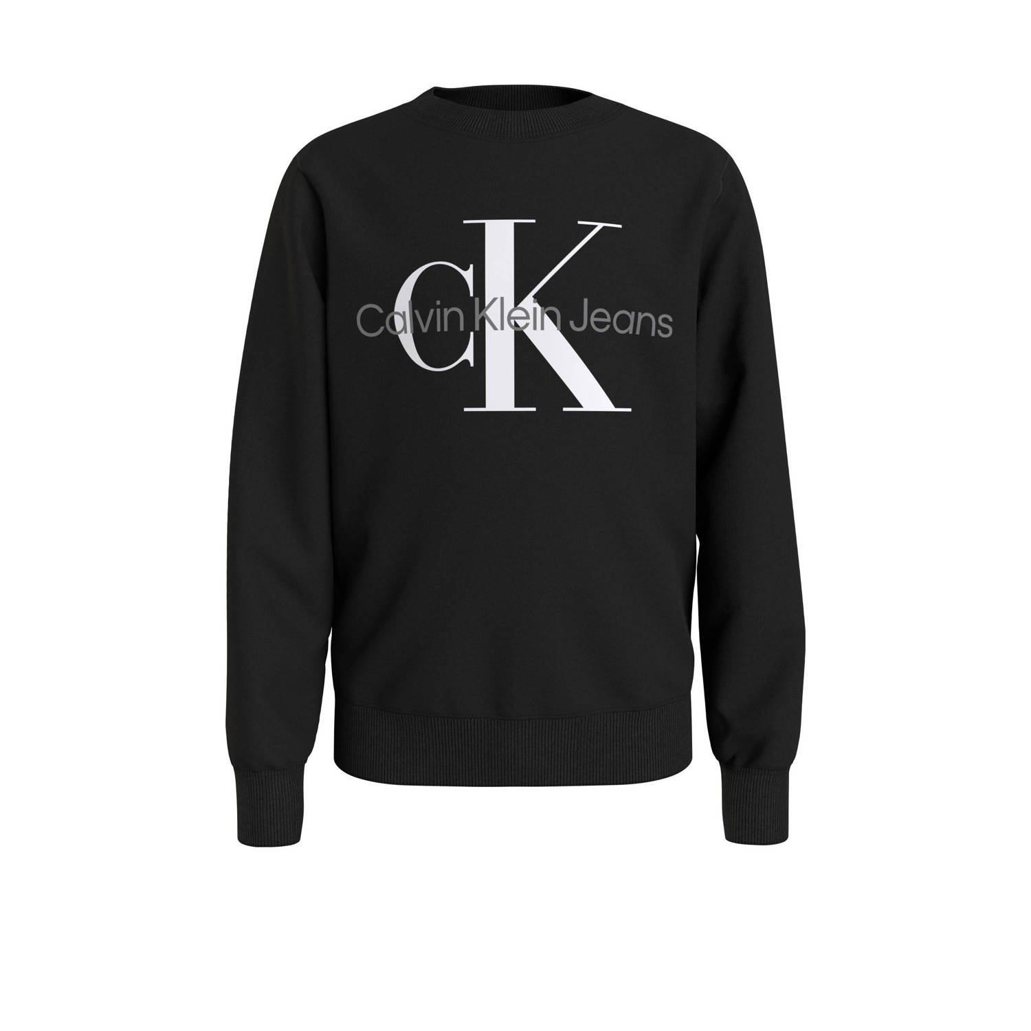 Calvin Klein sweater Terry met logo zwart Polyester Ronde hals 116
