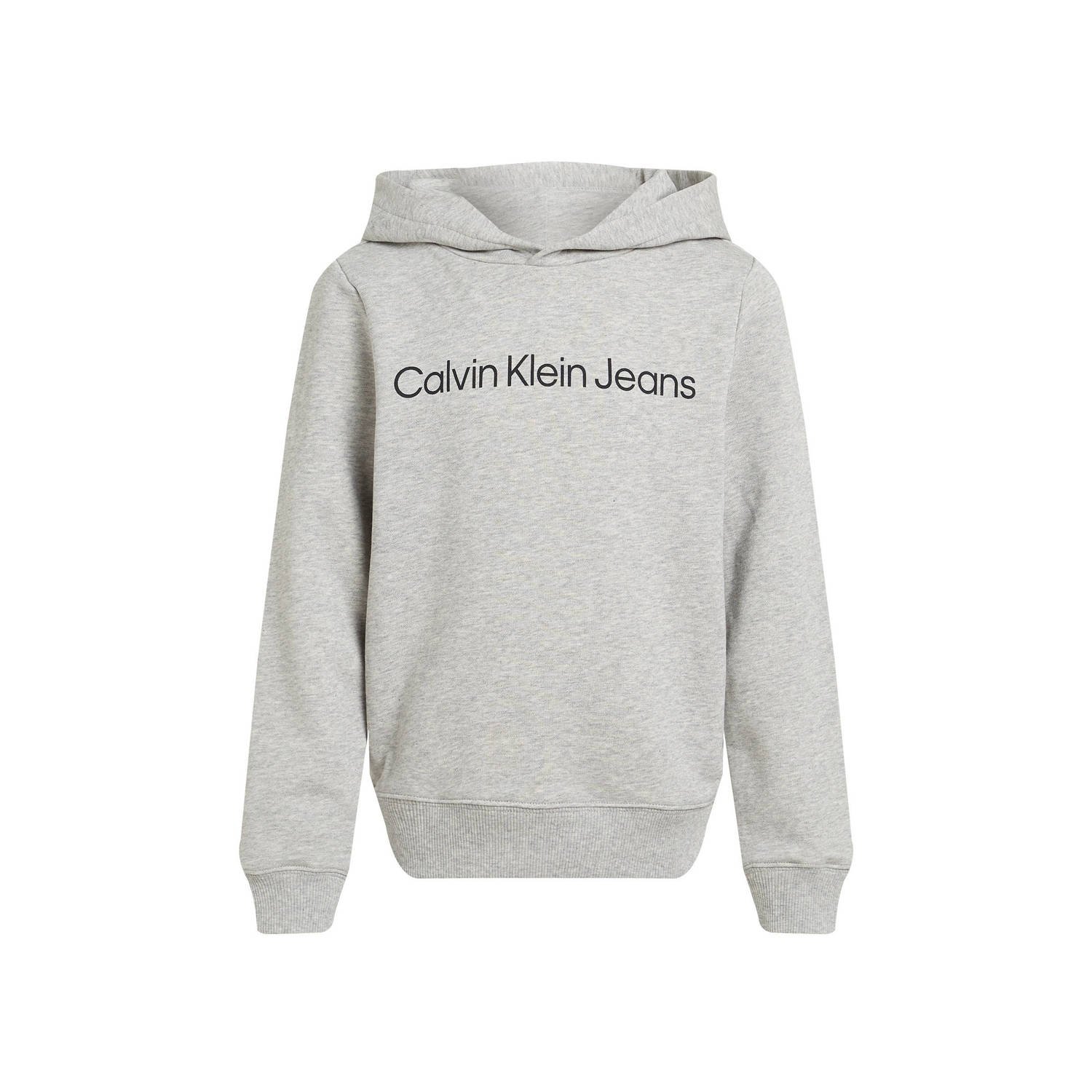 Calvin Klein hoodie Terry met logo grijs Sweater Jongens Katoen Capuchon 152