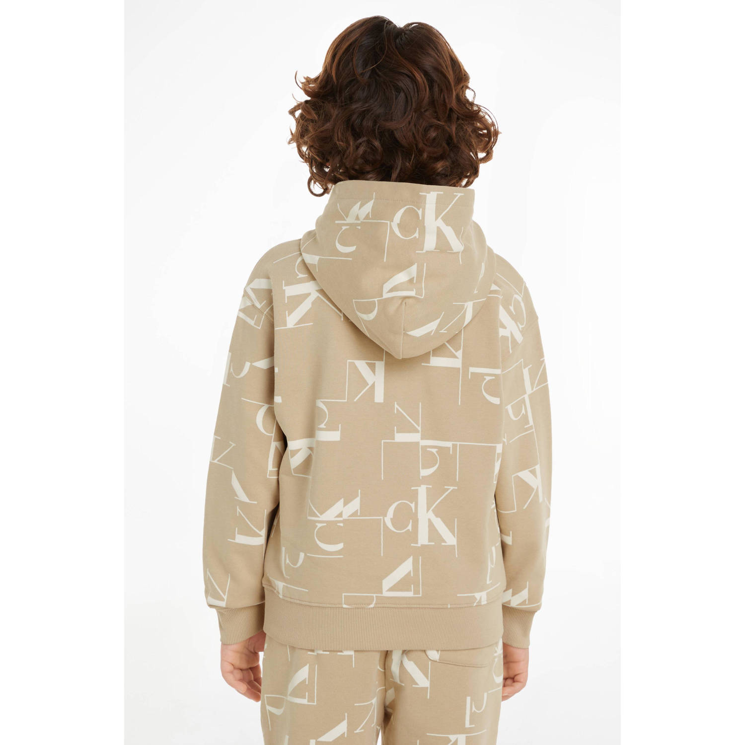 Calvin Klein hoodie met all over print beige wit