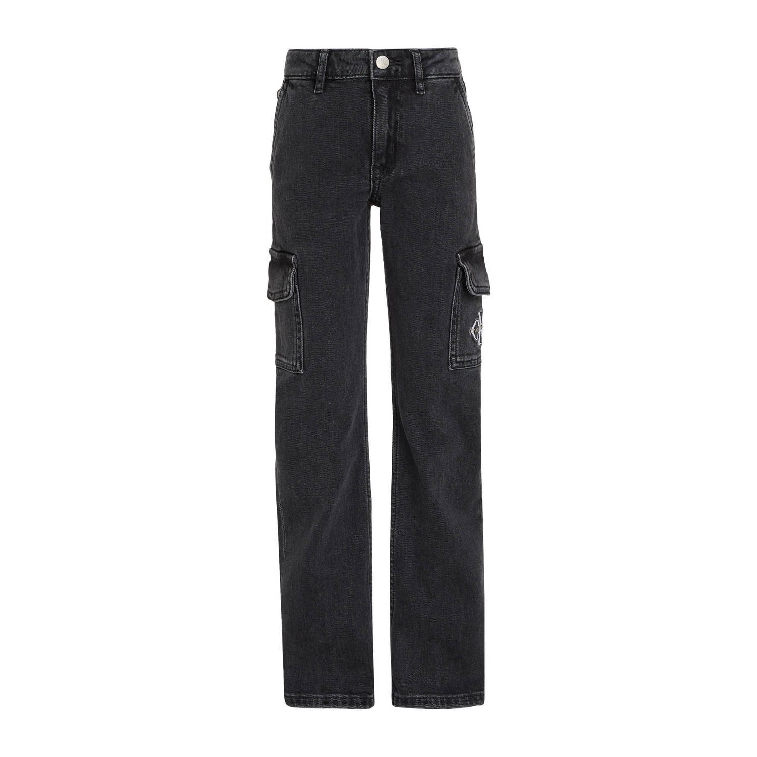 Calvin Klein high waist wide leg jeans MR STRAIGHT charcoal grey rgd Grijs Meisjes Katoen 140