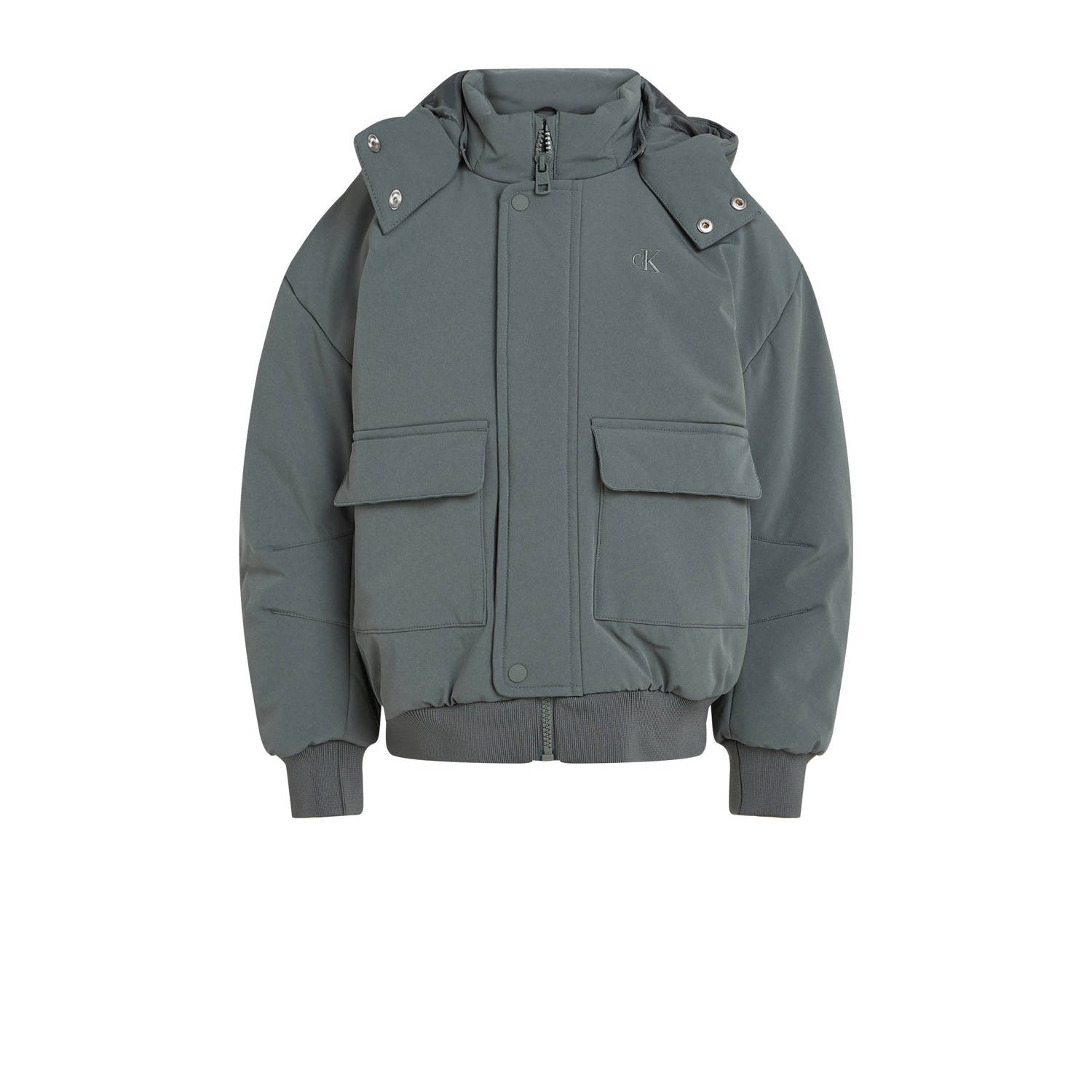 Calvin Klein jas grijs Jongens Polyester Capuchon Effen 116