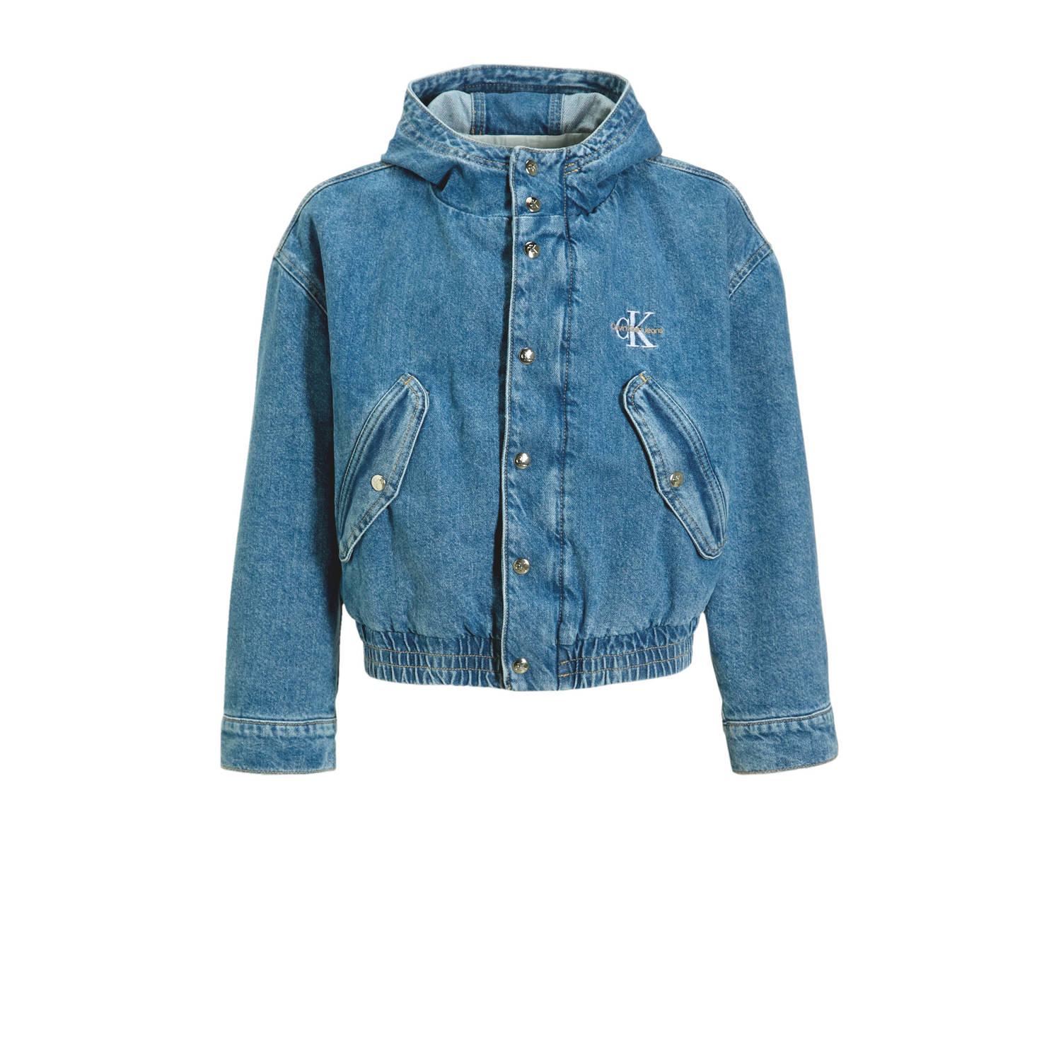 Calvin Klein spijkerjas modern blue Blauw Meisjes Denim Capuchon Effen 140