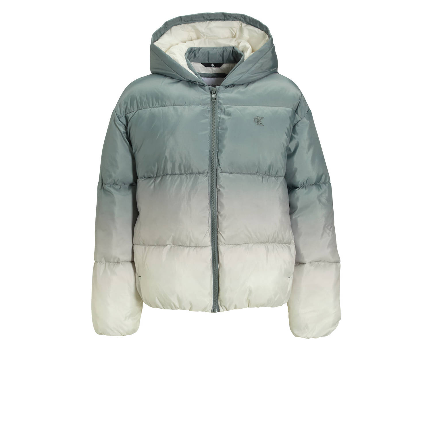 Calvin Klein tie-dye gewatteerde winterjas groen offwhite Meisjes Polyester Capuchon 128
