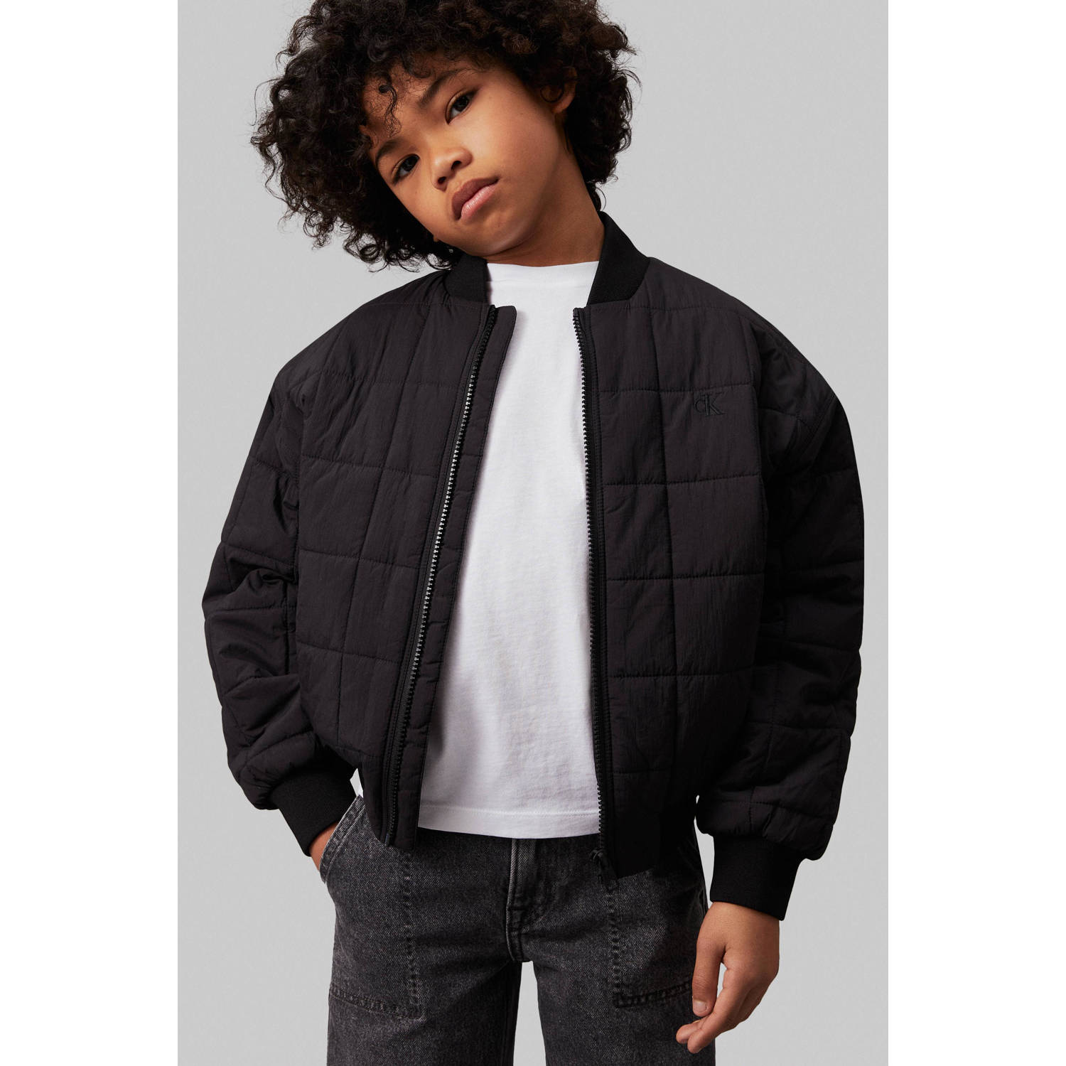 Calvin Klein bomberjack zwart Jas Jongens Nylon Ronde hals Effen 116