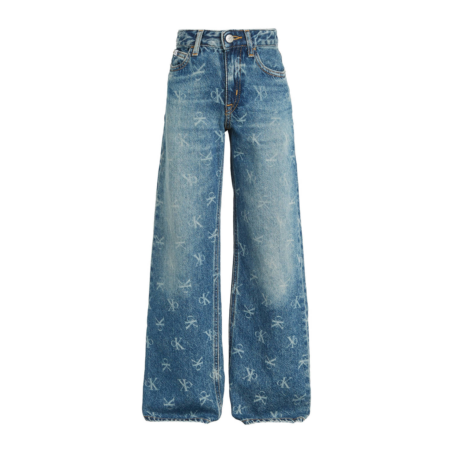 Calvin Klein straight fit jeans MR RELAXED met logo laser blue Blauw Meisjes Katoen 140