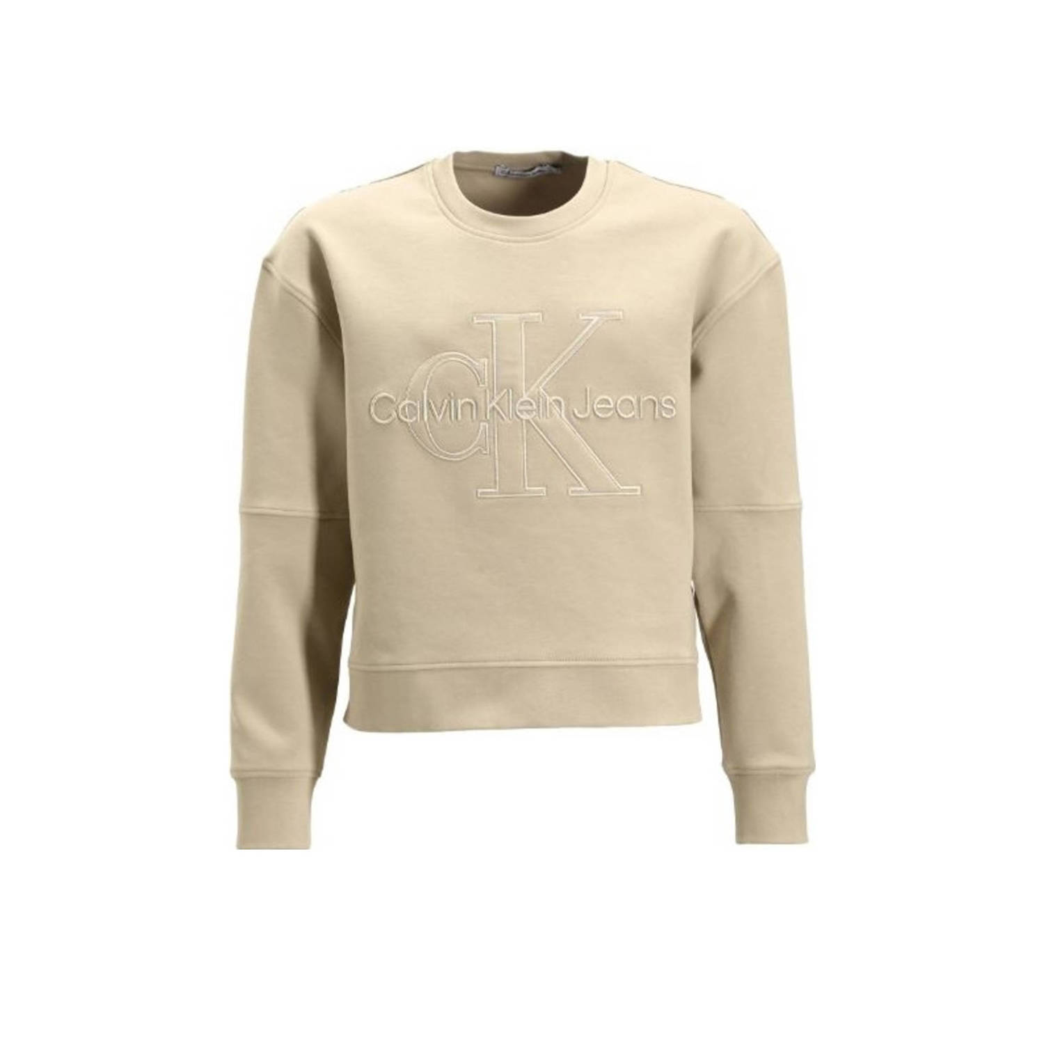 Calvin Klein sweater met logo beige Logo 128 | Sweater van