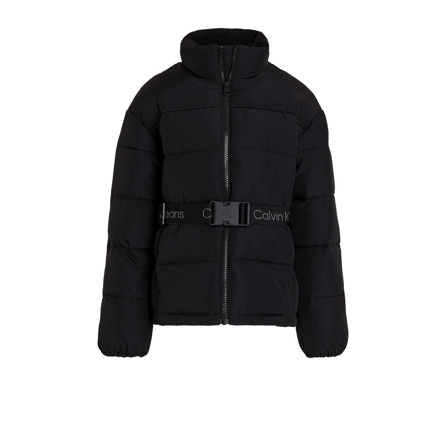 Calvin Klein gewatteerde jas zwart Meisjes Polyester Opstaande kraag Effen 140