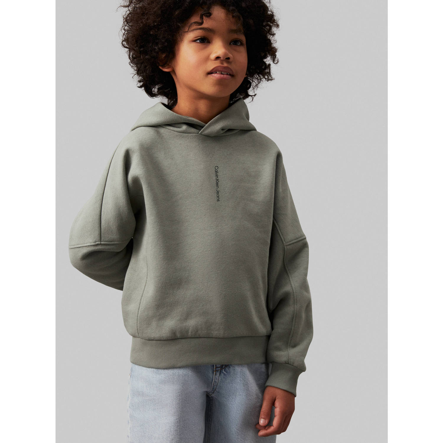 Calvin Klein hoodie met logo grijsgroen