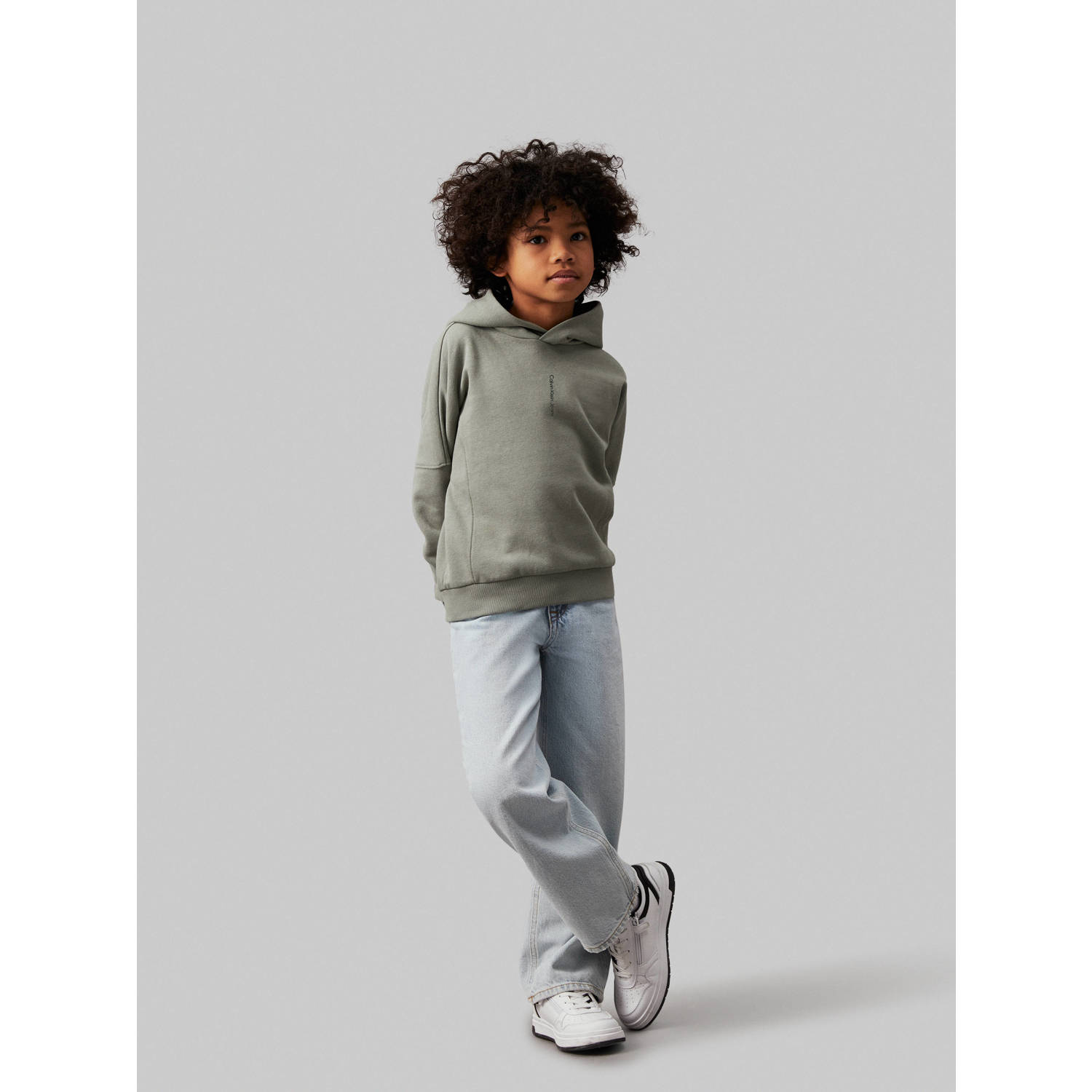 Calvin Klein hoodie met logo grijsgroen