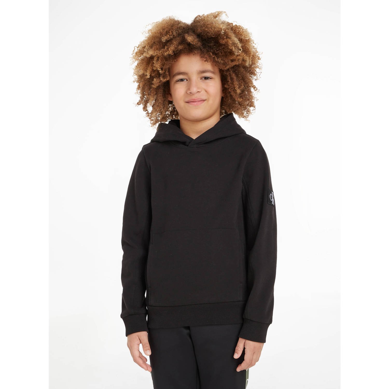Calvin Klein hoodie met logo Sweater Zwart Jongens Katoen Capuchon Logo 176
