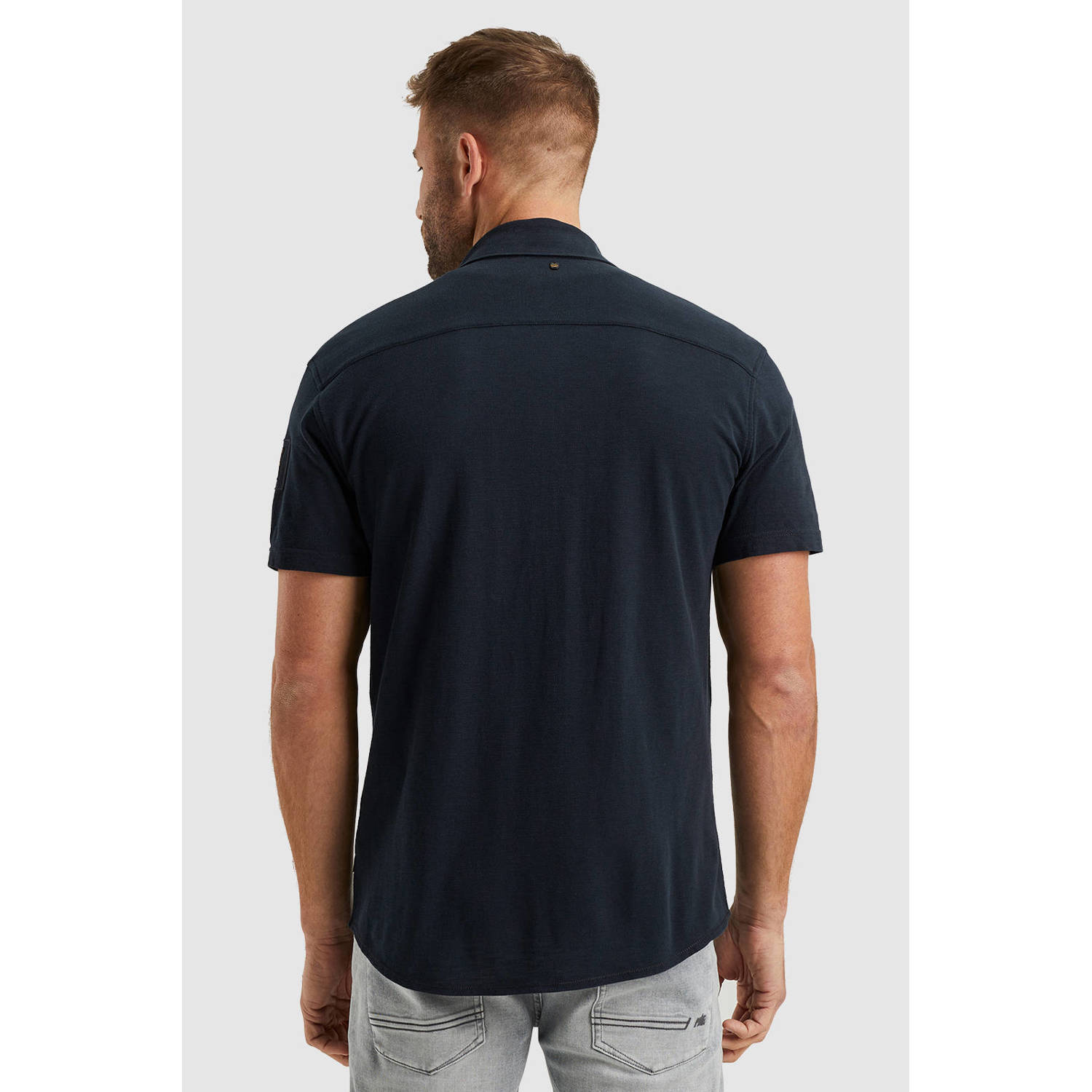 PME Legend regular fit overhemd met printopdruk donkerblauw