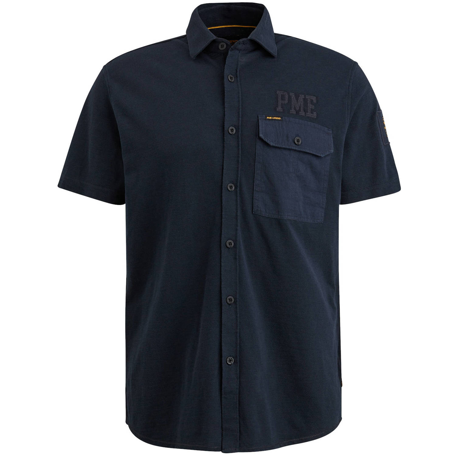 PME Legend Short Sleeve Overhemd Jersey Piqué Navy